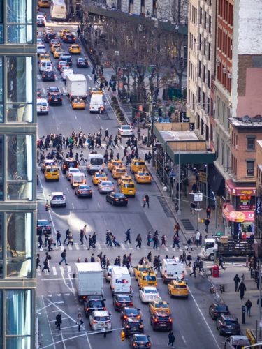 Busy Madison Avenue Aerial View