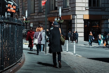 Pedestrians walking in Harlem