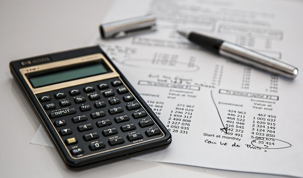Calculator and accounting sheet