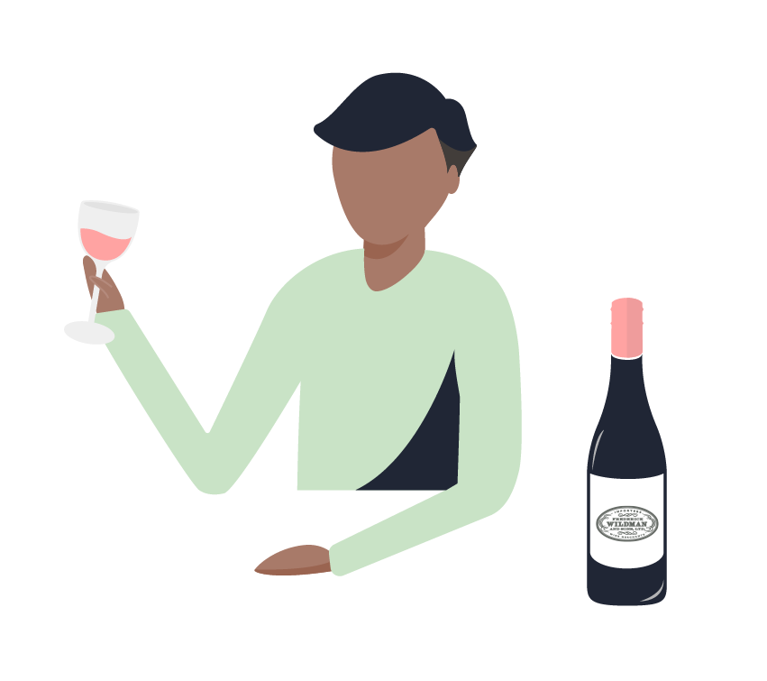 Illustration of man drinking wine